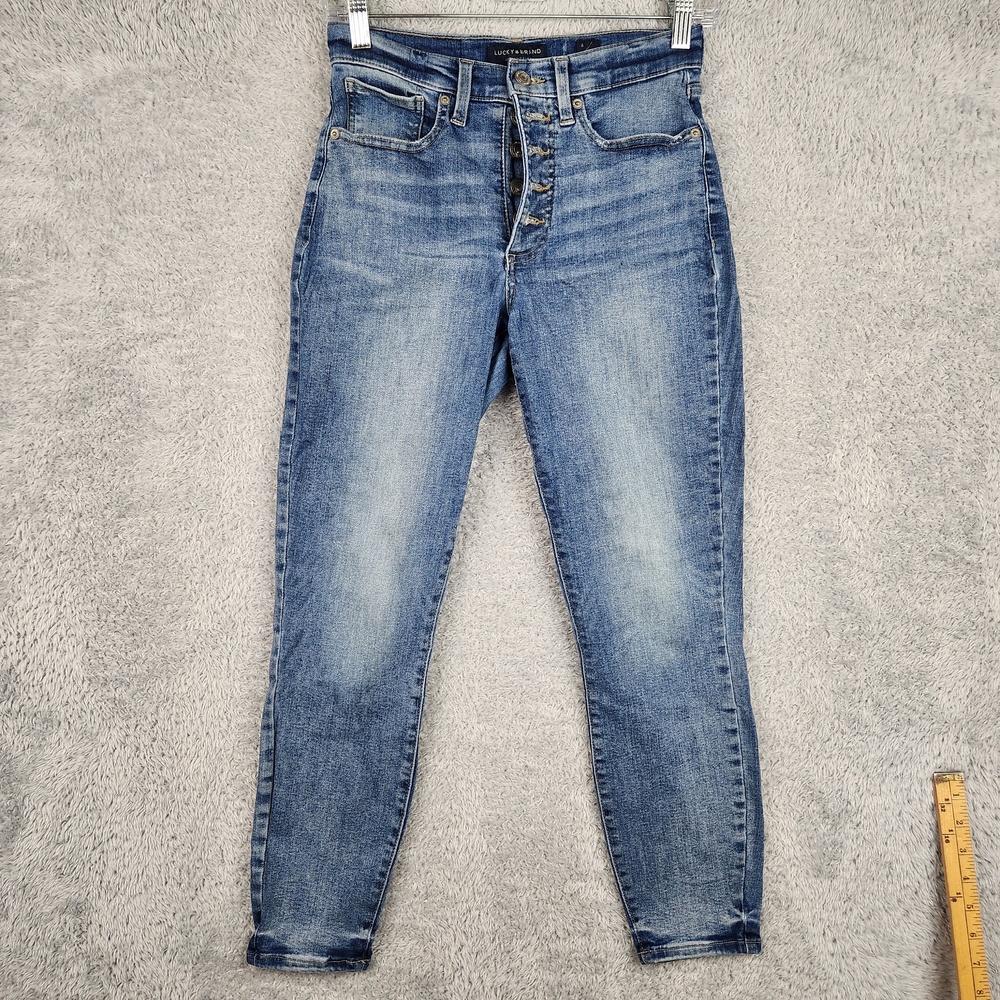 Lucky Brand Bridgette Jeans Womens 6 28 High Rise Skinny Ankle Button Fly Blue